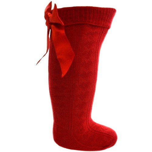 גרב ברך פפיון סטן אחורי - אדום