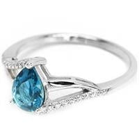 טבעת כסף משובצת טופז כחול וזרקונים RG8321 | תכשיטי כסף 925 | טבעות כסף