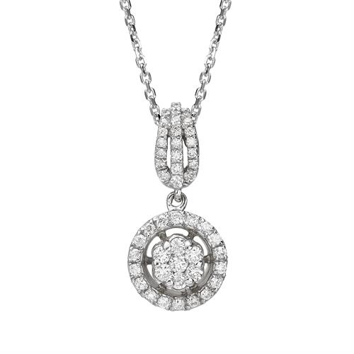 שרשרת ותליון שושנת היהלום זהב 14K משובץ יהלומים