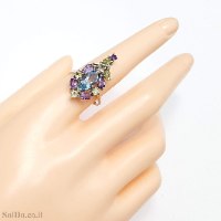 טבעת מכסף משובצת אבני חן RG6292 | תכשיטי כסף 925 | טבעות כסף