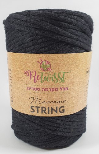 חוט מקרמה סינגל סטרינג 5 מ"מ 90 מ' - שחור