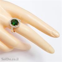 טבעת כסף משובצת אבן זרקון ירוקה ואבני זרקון שקופות RG6080 | תכשיטי כסף 925 | טבעות כסף