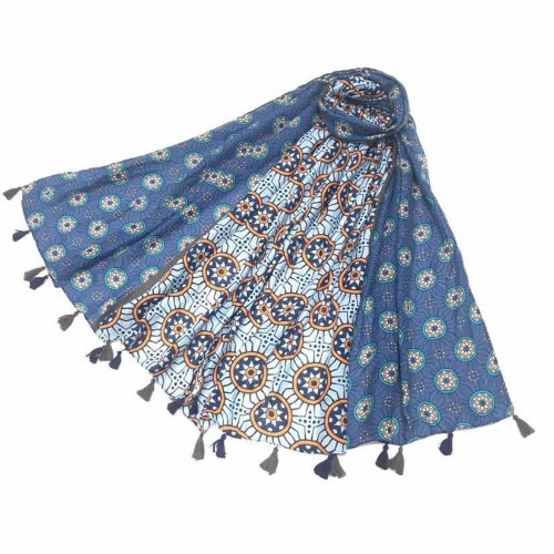 צעיף כחול לבן מנדלות