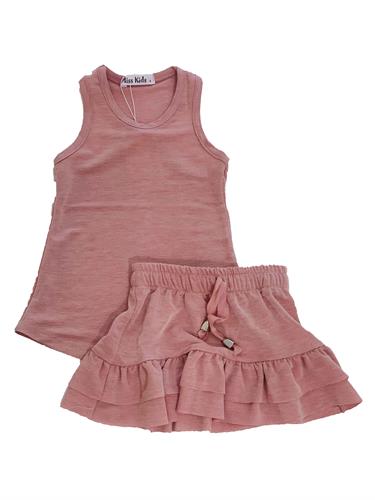 חליפת חצאית ורודה