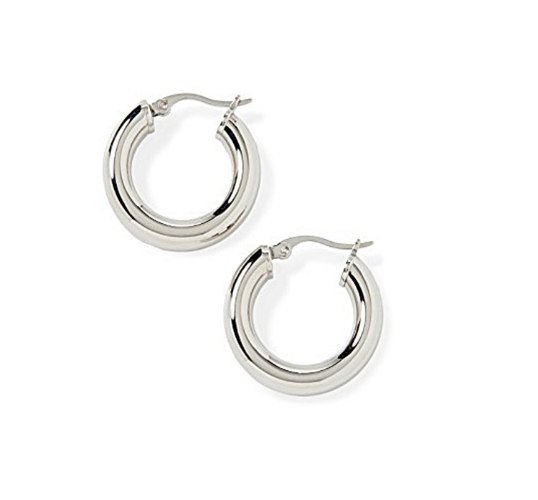 עגילי חישוק זהב לבן עבים 2.7 ס"מ