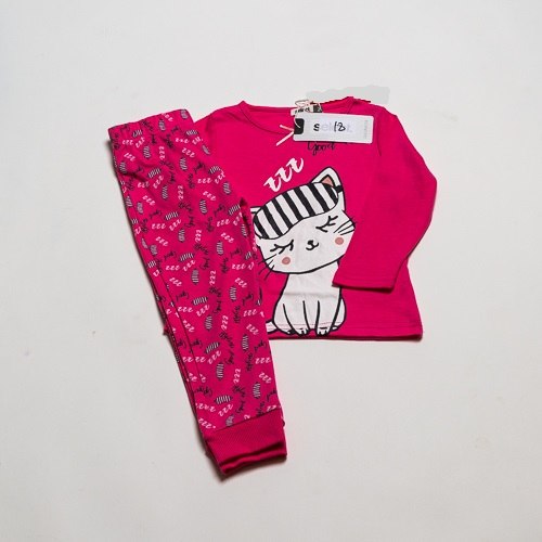 פיג'מת בנות אינטרלוק חתול פוקסיה