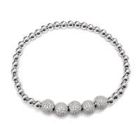 צמיד כסף כדורים משובץ אבני זרקון  Z2958 | תכשיטי כסף 925 | צמידי כסף