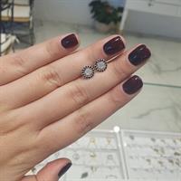 עגילי מעגלי יהלומים לבנים ושחורים 0.38 קראט בזהב 14 קאראט