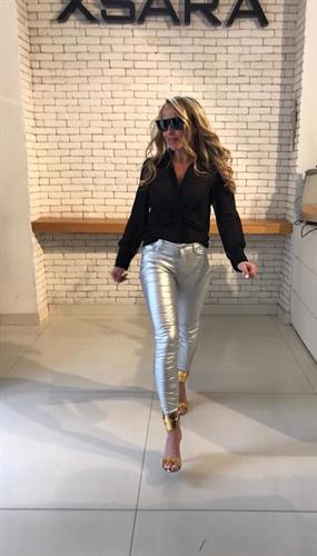 מכנס סקיני כסוף