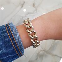 צמיד זהב חוליות גדול מלא נוכחות לאישה