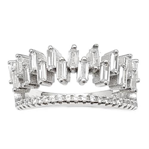 טבעת כסף משובצת אבני זרקון בצורת בגטים  RG5953 | תכשיטי כסף | טבעות כסף