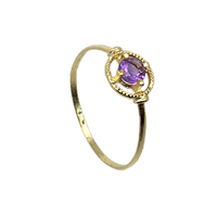 טבעת ילדות ונערות זהב צהוב 14K זירקון סגול  OP0514012430