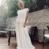 חצאית פליסה לייקרה לבנה