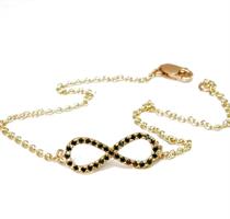 צמיד אינפיניטי I צמיד נצח I  לאשה משובץ יהלומים שחורים 0.22 קראט בזהב 14 קרט