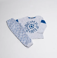 פיג'מת אינטרלוק כדורגל ירוק זית בנים