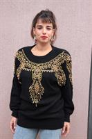 סוודר שחור גרנדיוזי שנדלירי זהב מידה L/XL