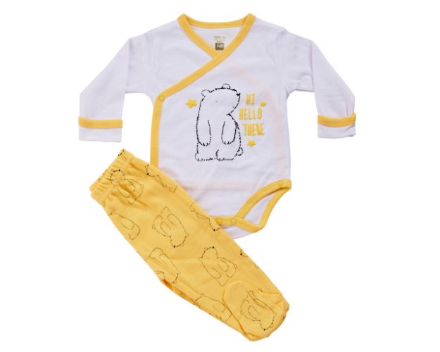 חליפת חזייה דב לבן-צהוב טריקו