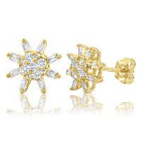 עגילי זהב 14 קראט 0.36 קראט יהלומים 811443 - מחיר מבצע! 