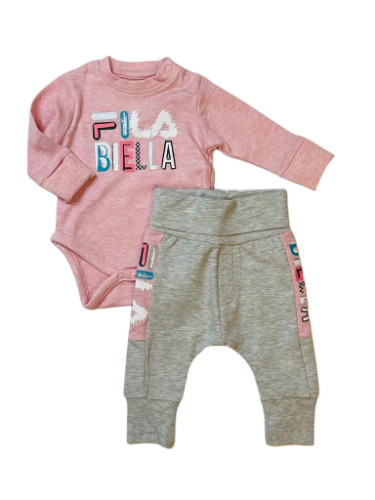 חליפת בגד גוף תינוקות FILA ורוד אפור