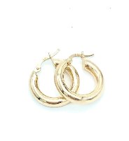 עגילי חישוק עבה S זהב 14 קראט 4 מ"מ