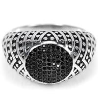 טבעת כסף לגבר מעוצבת משובצת טופז שחור RG9910