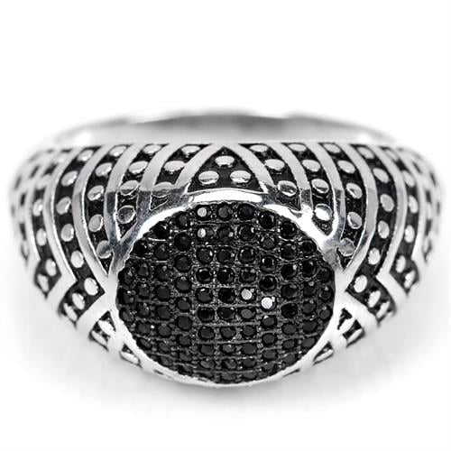 טבעת כסף לגבר מעוצבת משובצת טופז שחור RG9910