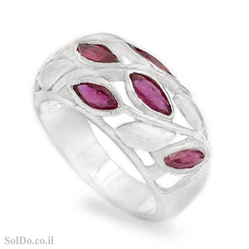 טבעת מכסף מעוצבת משובצת אבני רובי RG6242 | תכשיטי כסף 925 | טבעות כסף