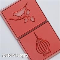 סט תבליטים - ציפור וכלוב.