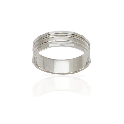 טבעת נישואין בשילובי טקסטורות מאט מוטות ופסים מבריקים- דגם M157