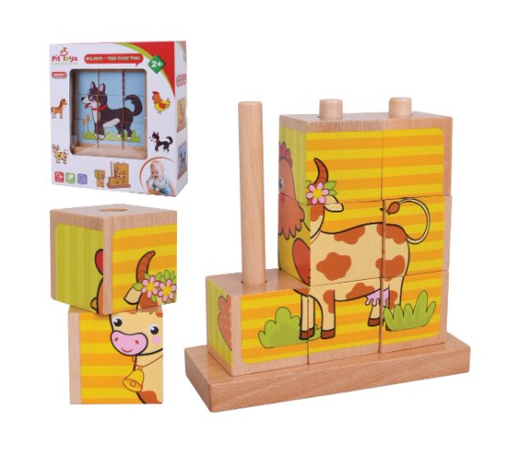 פאזל קוביה עומד חיות בית Pit Toys
