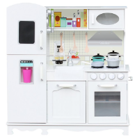 מטבח עץ טקסס, לבן גדול כולל כלי בישול, צעצועץ