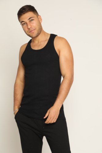 מארז 3 גופיות גבר כתפייה פס שחור