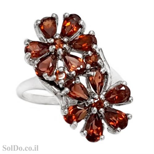 טבעת מכסף משובצת אבן גרנט RG6164 | תכשיטי כסף 925 | טבעות כסף