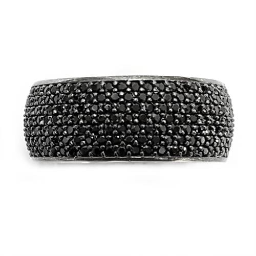 טבעת כסף רחבה משובצת אבני זרקון שחורות RG5544 | תכשיטי כסף | טבעות כסף