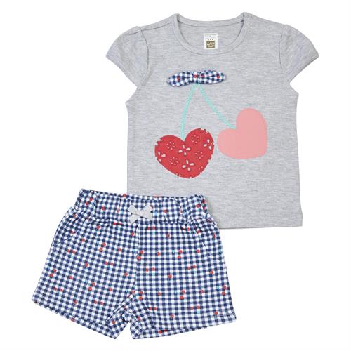 חליפה קצרה לבבות אפור מלאנג'