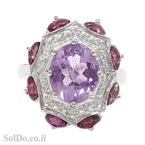 טבעת כסף משובצת אבן אמטיסט, גרנט RG1580 | תכשיטי כסף 925 | טבעות כסף