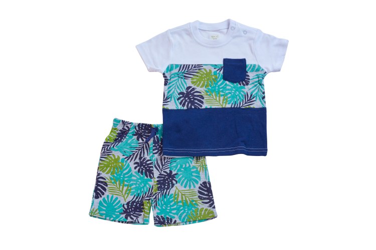 חליפה טרופית לבן+נייבי