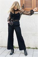 מכופתרת דוטי שחורה שקופה