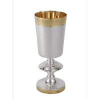 גביע קידוש כסף טהור דגם חלק פס זהב