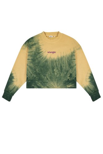 סוויטשירט קרופ WRANGLER טאי דאי ירוק