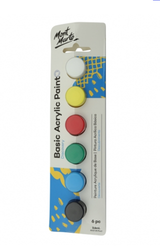 סט צבעי אקריל בסיסיים 6 יח 3.6 מ"ל