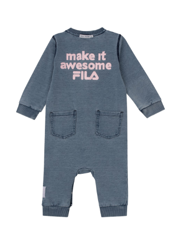 אוברול תינוקות FILA כחול ג'ינס כיתוב ורוד NB-12M
