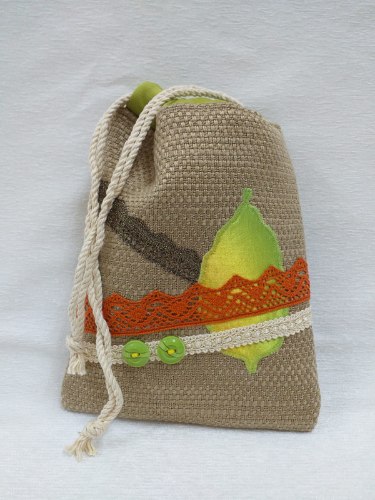 שקית לאתרוג מבד בעבודת יד,  לנשיאה נוחה לבית הכנסת - דגם אליקים