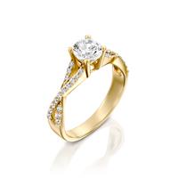 טבעת אירוסין זהב צהוב 14 קראט משובצת יהלומים INFINITY