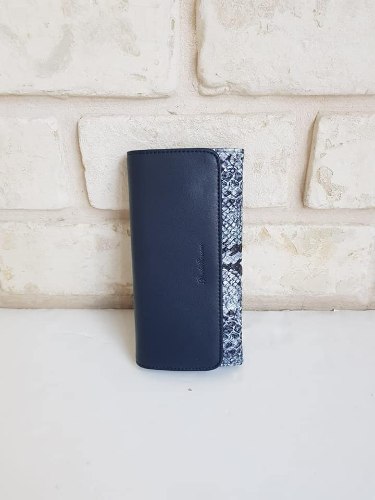 ארנק דמוי עור בינוני כחול מנוחש 4053