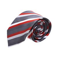 עניבה פסים אדום אפור משולב