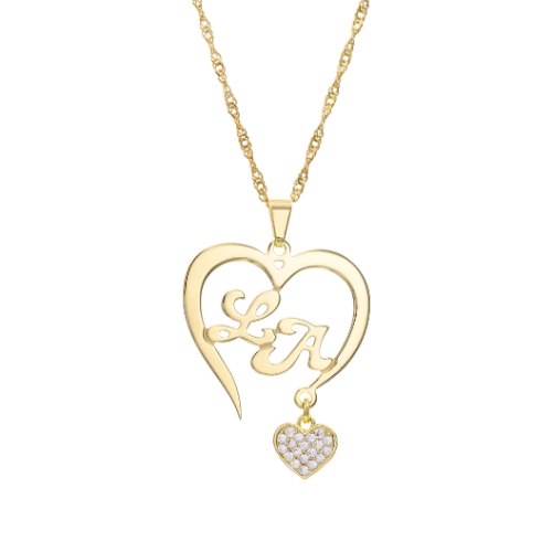 שרשרת לב חלול פתוח למטה עם תליון משובץ דגם LA253