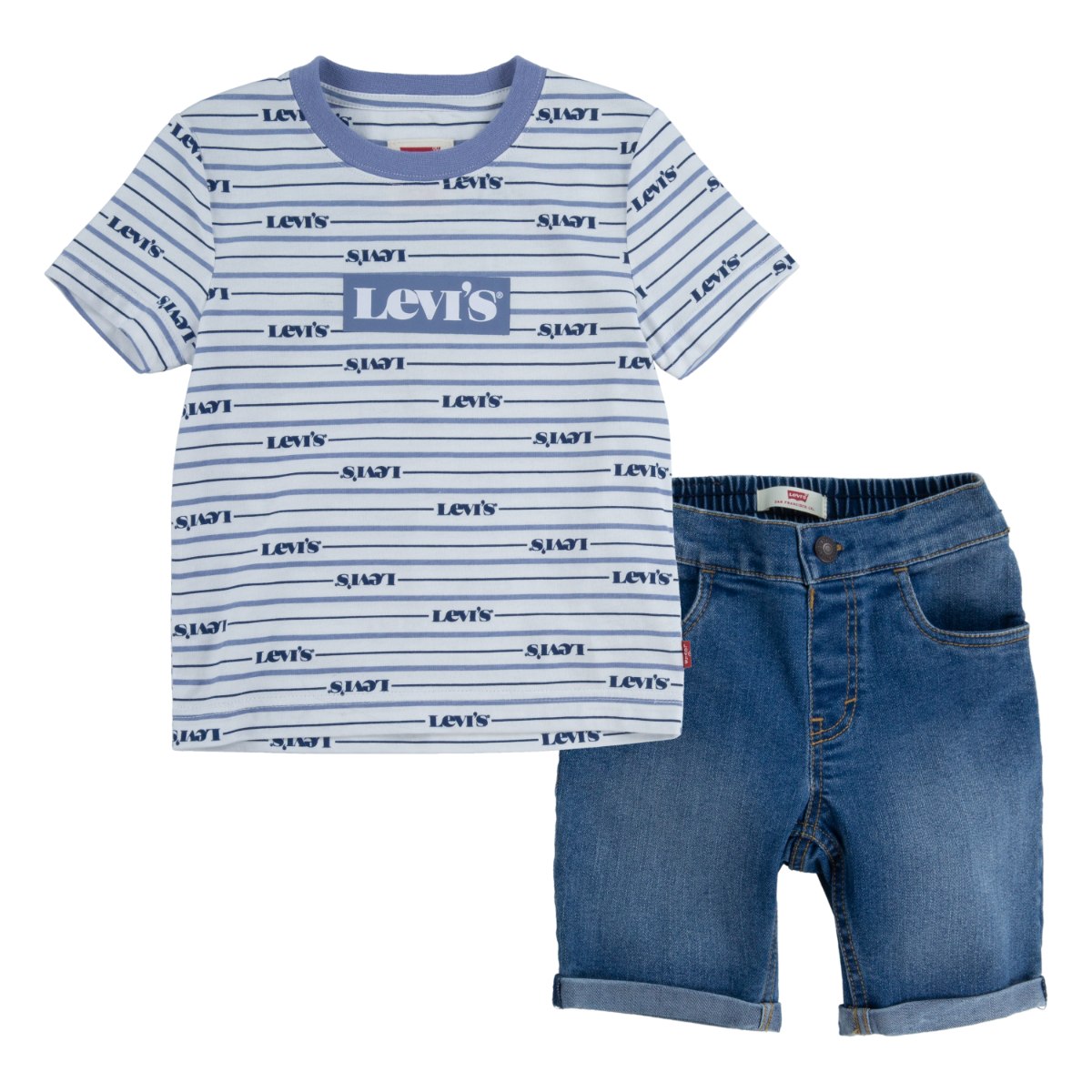 חליפת LEVIS חולצה ושורט ג׳ינס עם גומי - 3 חודשים עד 4 שנים