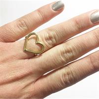 טבעת לב זהב