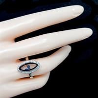 טבעת מכסף משובצת אבני זרקון וקריסטלים כחולים RG5643 | תכשיטי כסף 925 | טבעות כסף